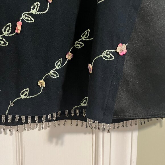 Betsey Johnson Black Skirt with Embroidery and Beading Detail size M - Picture 2 of 3